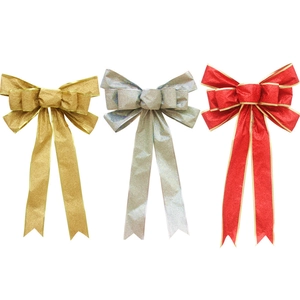 Large Handmade Glitter Christmas Bow Decoration Festive Glittery Ribbon Bow Ornament For Christmas Tree Party Home Wedding Decor