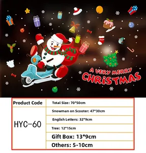 Detail of Christmas snowman on motorcycle window sticker with merry christmas text