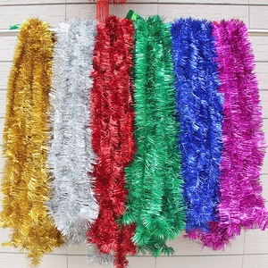 Metallic Plastic Tinsel Garland For Christmas Tree Decoration Shiny Glitter Hanging Ribbon For Holiday Home Party Festival Decor