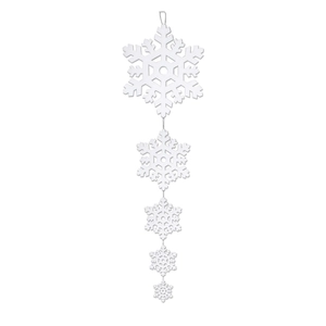 1.3m White foam Christmas snowflake garland with five vertical hanging ornaments