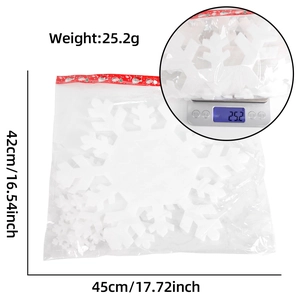 Detail of 1.3m Christmas foam snowflake pendant in transparent plastic packaging