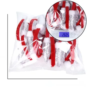 Detailed view of Christmas sequin headband set with package dimensions and weight