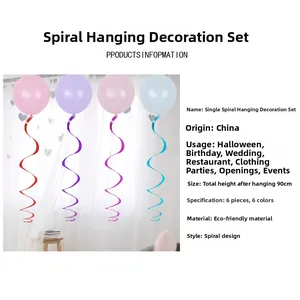 Dettaglio decorazioni appese a doppia spirale in PET da 90 cm in 6 colori per feste