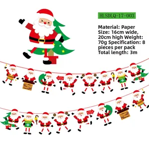Detailed view of 3m paper Christmas banner with 8 Santa Claus patterns and dimensions