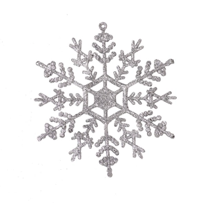 Funkelnde 12cm silberne Glitzer Schneeflocke Ornament für Weihnachtsbaum Dekoration