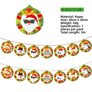 Detail of 3m paper Merry Christmas banner with Santa Claus, reindeer and penguin figures