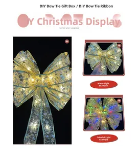 Détail macro du ruban de Noël double couche de 4M avec lumières LED et motifs d'étoiles