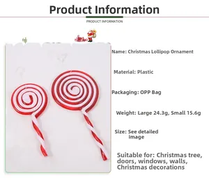 Detailed comparison of red and white spiral lollipop Christmas tree ornaments in two sizes