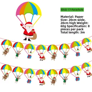 Detail of Christmas hot air balloon paper banner showing 20x28cm size and Santa motifs