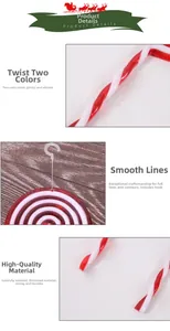 Detailed view of red and white spiral candy Christmas ornaments with shiny finish