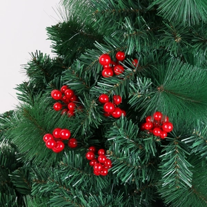 Artificial red Christmas berries with green pine needles for DIY wreaths and tree decor