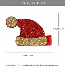 Dettaglio del fermaglio per capelli a cappello di Natale glitterato da 3,5 cm x 4,5 cm