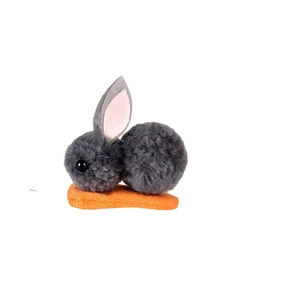 Süße Osterhasen-Haarspange mit grauen Plüschkugeln und Karottenbasis für Kinder