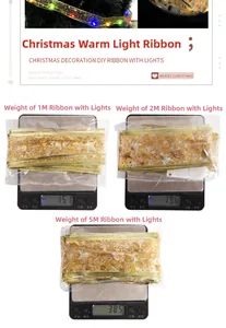 Détail du poids des rubans LED dorés à double couche de 4 m pour la décoration de Noël