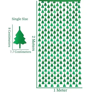 Tenda a frange verde albero di Natale 1x2m per decorazione murale per feste festive