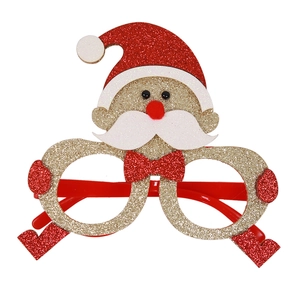 Glittery Santa Claus Christmas party glasses with red hat and gold frame decorations