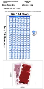 Detail view of 1x2m diamond-shaped foil curtain for party background and wall decor