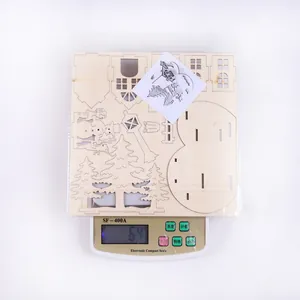 Weight measurement of 64g for the 3D Christmas wooden puzzle board with snowman and tree