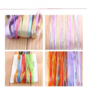 Close-up of colorful 2m matte fringe curtains in vibrant metallic rainbow colors