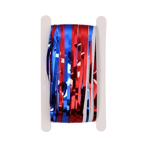 Red white and blue tinsel fringe curtain for Independence Day party decorations