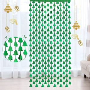 Tenda di nappe a forma di albero di Natale verde per decorazioni festive a parete