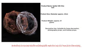 Close-up of 25cm Halloween spider silk rattan ring showing detailed texture and size specs