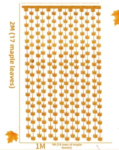 Detail of 1x2m orange maple leaf foil fringe curtain with 14 rows for Thanksgiving decor