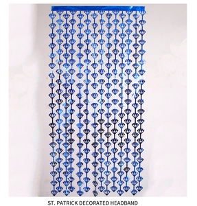 Blue metallic diamond-shaped foil fringe curtain for party backdrop and celebration decor