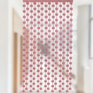 Pink metallic maple leaf foil fringe curtain for Thanksgiving and party wall decoration