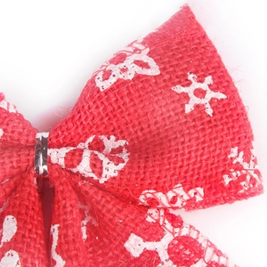 Fiocco di Natale rosso in tela con fiocchi di neve per decorazione dell'albero festivo