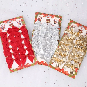 36-piece Christmas bow set in red, gold, and silver for tree and wreath decoration