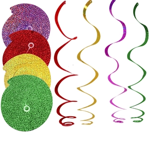 Colorful glitter spiral ceiling streamers for children birthday parties and classroom decor