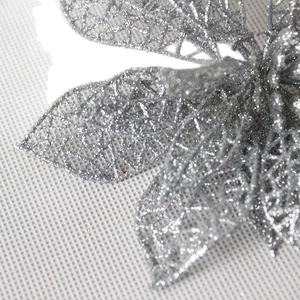 14cm silver glitter hollow Christmas flower ornament for tree decoration and holiday crafts