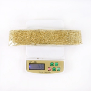 Detail von 10m goldenem Weihnachtsband mit Pailletten für die Baumdekoration
