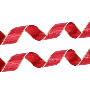 10-meter red Christmas ribbon with gold metallic edges for festive gift wrapping decoration