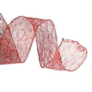10 Meter rotes Maschen-Weihnachtsband mit glitzernden Pailletten für festliche Deko