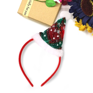 Kerst Mini Kerstmuts Haarband Glimmende Lovertjes Sneeuwvlok Patroon Haarband Voor Kerstfeest Decoraties Feestelijk