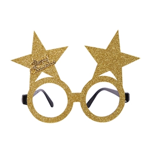 Sparkly gold Christmas star glasses frame with Merry Christmas text for party photos