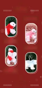 Ours en peluche de Noël avec écharpe colorée et détail de corde de suspension