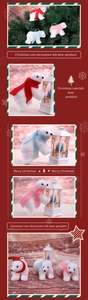 Détails des ours polaires de Noël avec écharpes colorées sur un sapin décoratif