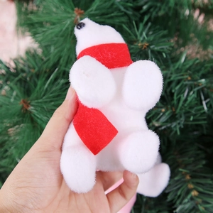 Adorable ours polaire décoratif de Noël en mousse floquée avec écharpe rouge