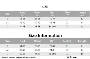 Tableau des tailles pour body en mesh imprimé avec mesures S M L en centimètres