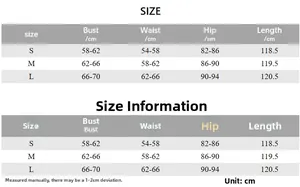 Detailed size chart for sexy one-shoulder backless dress including S M L dimensions