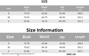 Guide des tailles détaillé pour combinaison ajustée à épaule dénudée, mesures S, M, L