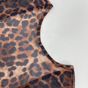 Detailaufnahme von transparentem Mesh-Stoff mit Leopardenmuster und feiner Verarbeitung