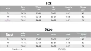 Size chart with measurements for solid color slim fit long sleeve ruched mini dress