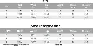 Detailed size chart for women's slim fit dress showing measurements for S, M and L sizes
