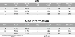 Size chart showing bust, waist, and length measurements for the French style maxi dress