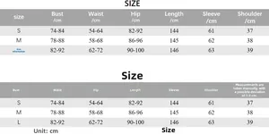 Detailed size guide table for women flocking mesh dress with bust and waist measurements