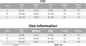 Comprehensive size chart for high collar bodycon dress in S, M, L dimensions